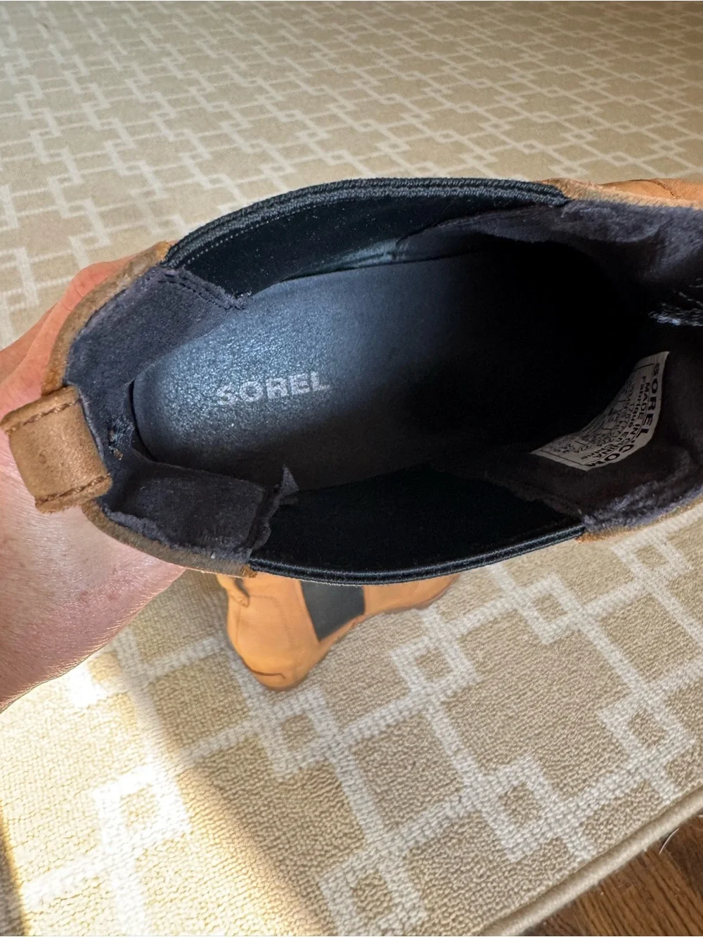 Sorel Lea Wedge Chelsea Ankle Boots Tan Waterproof Leather Women’s Size 7.5
